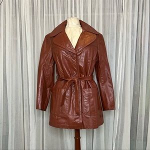 NWT 70’s Vintage Brown Leather Coat